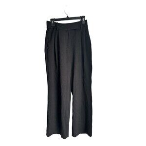 Oak + Fort Women Size 4 Black Pockets Flat Front Straight Wide Leg Dress Pants